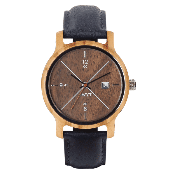 Montre tendance homme avec bracelet en cuir lisse bleu minuit