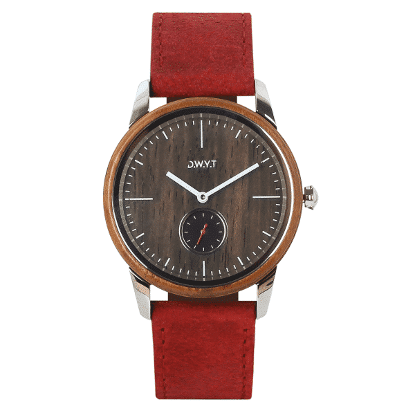 Montre minimaliste Talang cuir vintage rouge vermillon