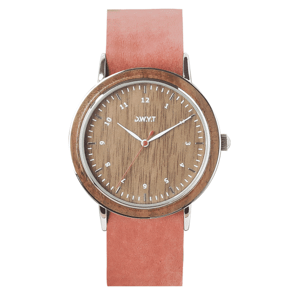 Montre en bois Kharga avec bracelet nato rose poudré