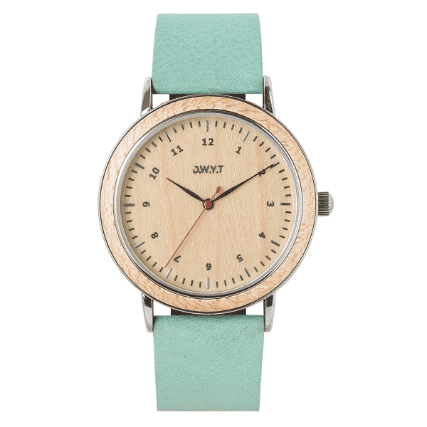 Montre en bois Tolga cuir grainé bleu bermudes