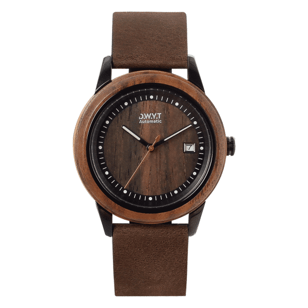 Montre automatique Night Mood avec bracelet en cuir grainé cacao